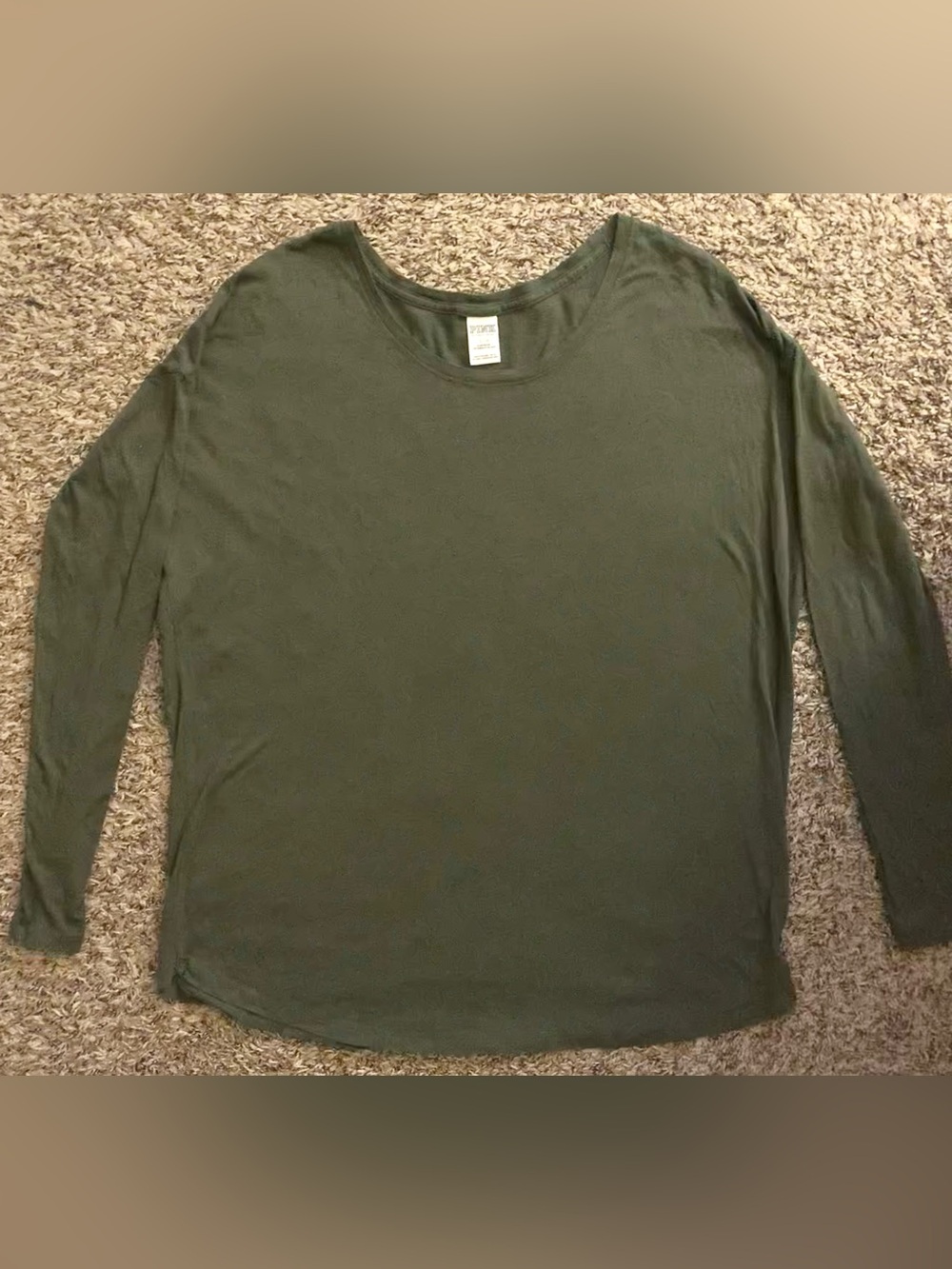 PINK Victoria's Secret Olive Sleep Crew Neck Tee